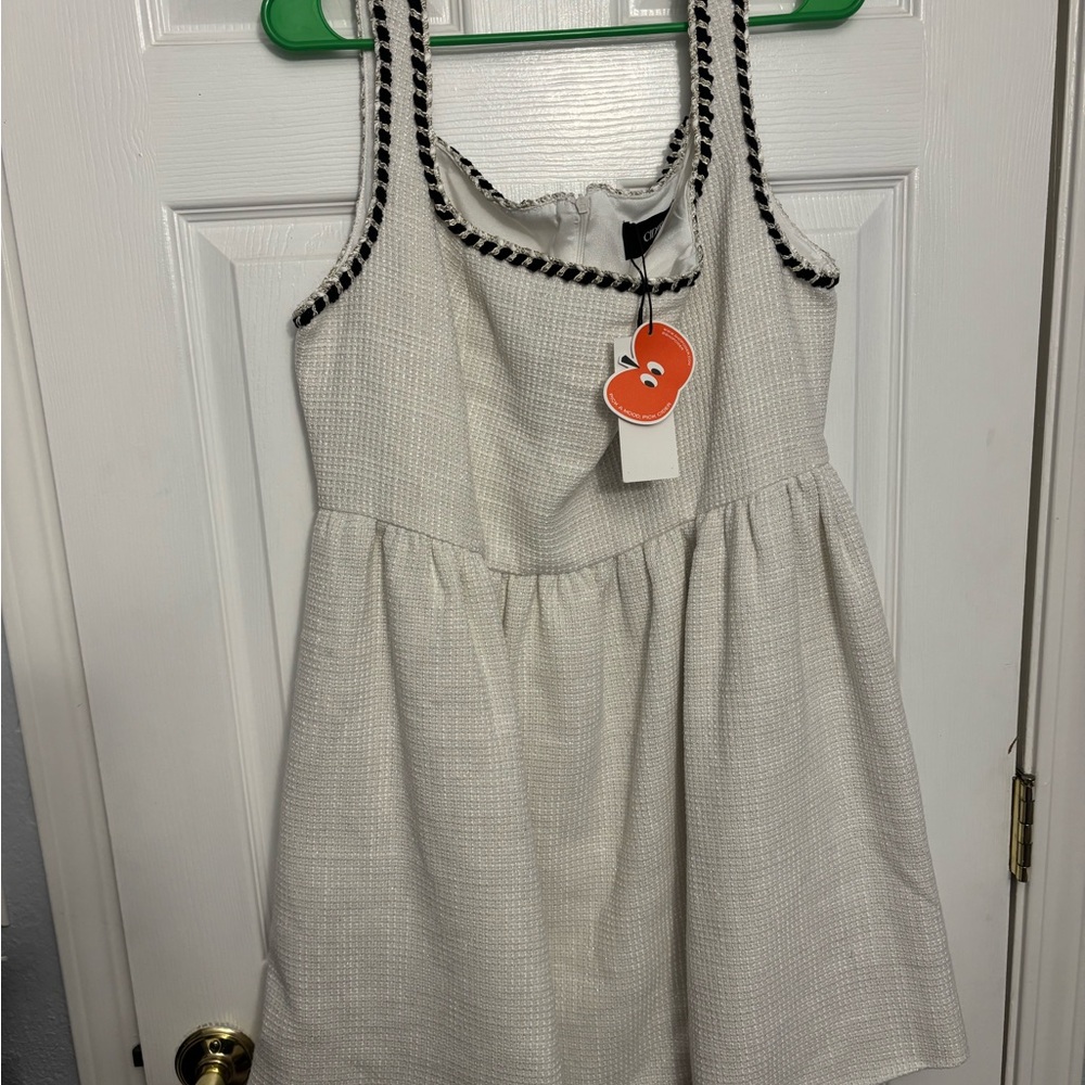 Cider White Dress with Black Accents